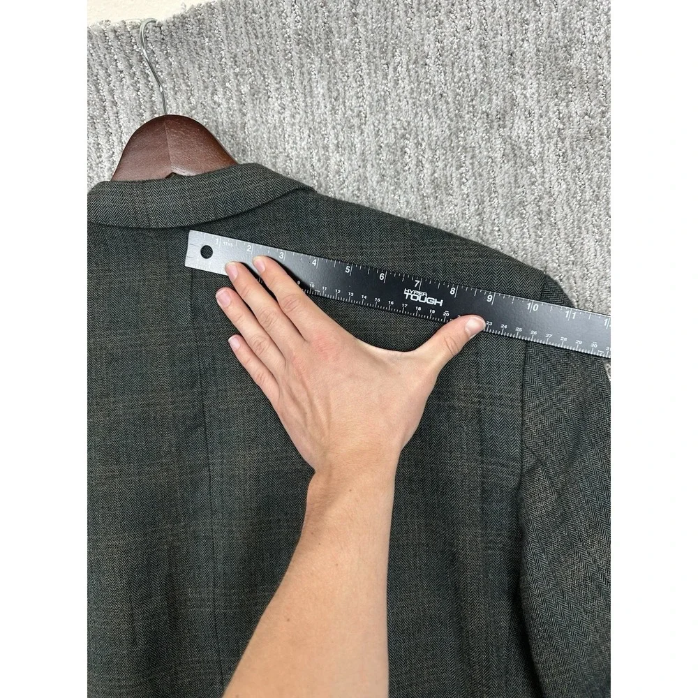 Italian Wool Blazer 44R Fratelli Tallia Di Delfino Dark Green Houndstooth Plaid